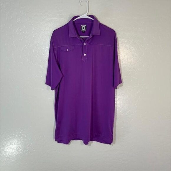 FootJoy FJ Polo Shirt Mens Large Purple Athletic Fit Golf Performance Stretch - Picture 1 of 7